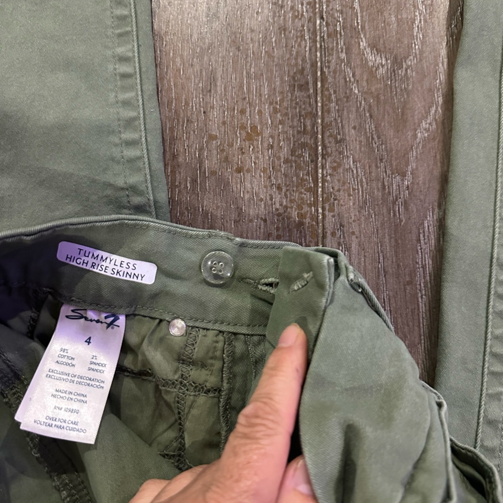 Seven7 Tummyless Olive Green Skinny Jeans - Picture 9 of 11